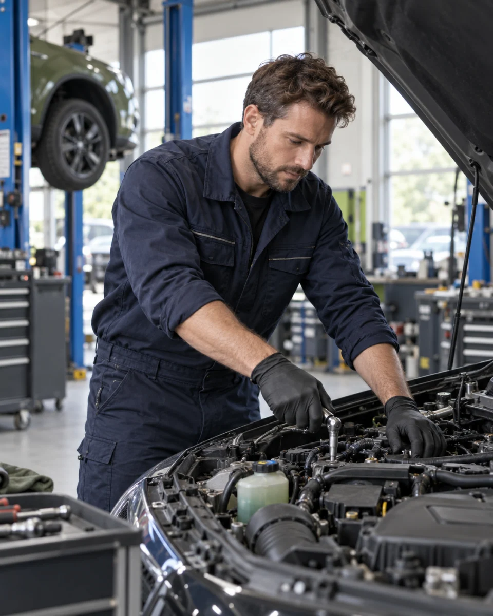 Technicien travaillant dans un atelier automobile
